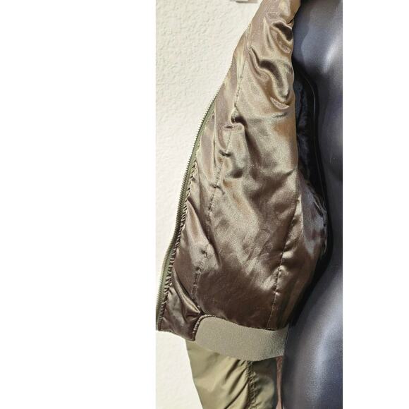 Womens Deep Olive Army Green TopShop Bomber Jacket 4 - Picture 5 of 10